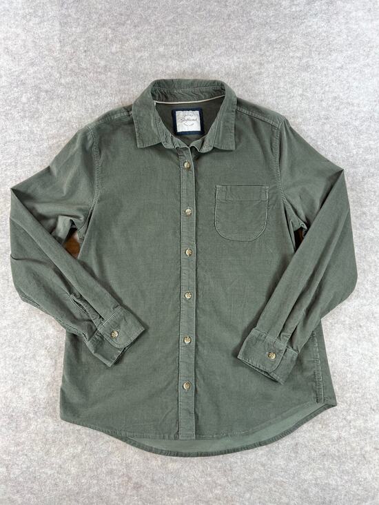 JACHS Girlfriend Tops - Jachs Girlfriend Women's Mini Corduroy Button Up Shirt Sage Olive Green Size S